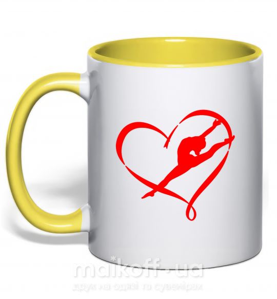 Чашка з кольоровою ручкою Heart gymnastic Сонячно жовтий фото