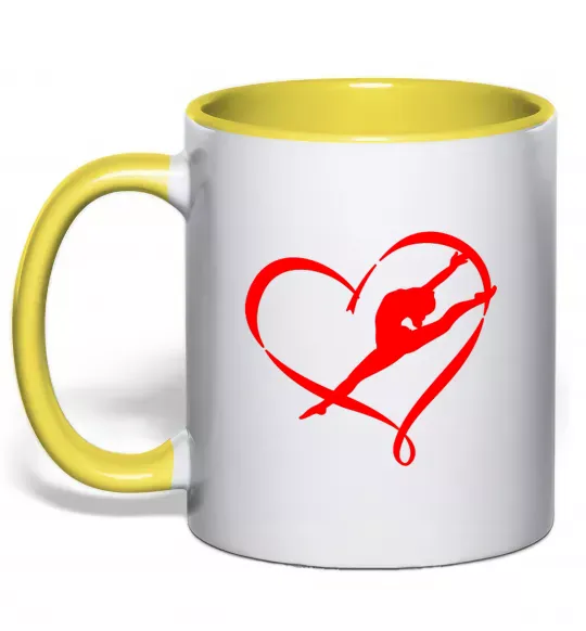 Чашка з кольоровою ручкою Heart gymnastic Сонячно жовтий фото