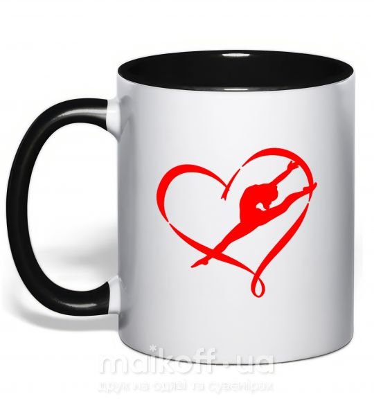 Чашка з кольоровою ручкою Heart gymnastic Чорний фото