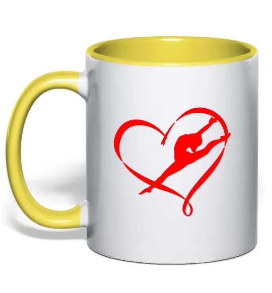 Чашка з кольоровою ручкою Heart gymnastic Лимонний фото