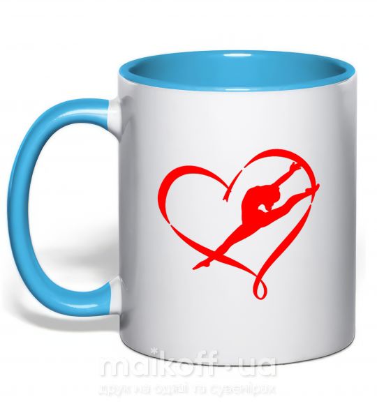 Чашка с цветной ручкой Heart gymnastic Голубой фото