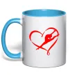 Чашка з кольоровою ручкою Heart gymnastic Блакитний фото