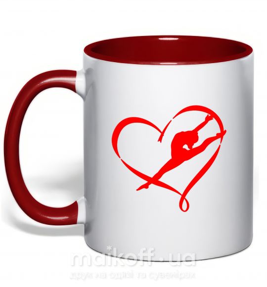 Чашка з кольоровою ручкою Heart gymnastic Червоний фото