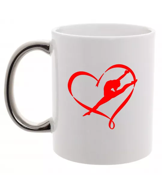 Чашка з кольоровою ручкою Heart gymnastic Срібло фото