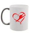 Чашка з кольоровою ручкою Heart gymnastic Срібло фото