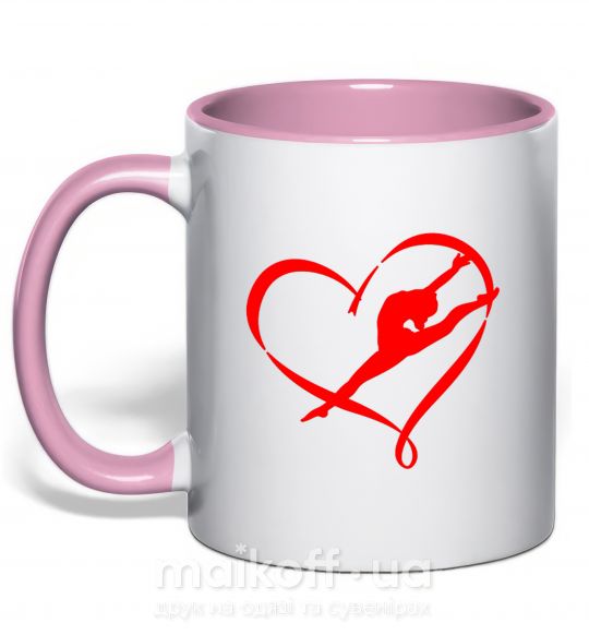 Чашка з кольоровою ручкою Heart gymnastic Ніжно рожевий фото