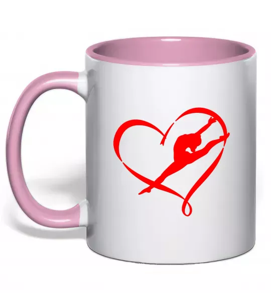 Чашка з кольоровою ручкою Heart gymnastic Ніжно рожевий фото