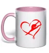 Чашка з кольоровою ручкою Heart gymnastic Ніжно рожевий фото