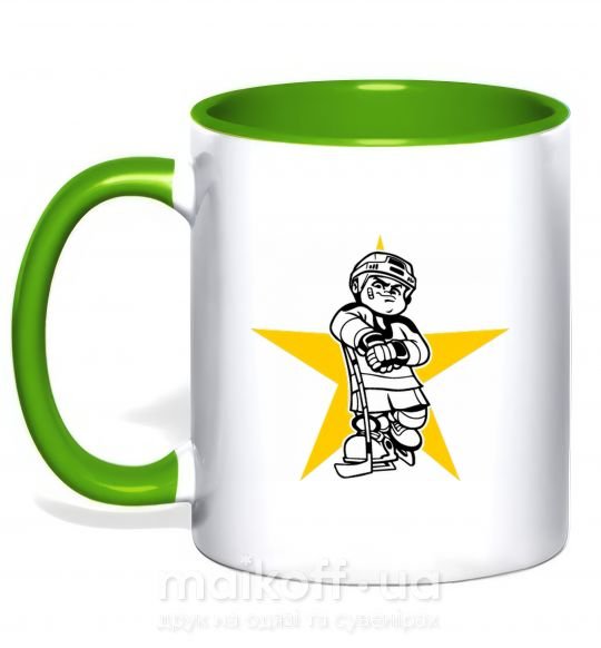 Чашка с цветной ручкой Hockey star Зеленый фото