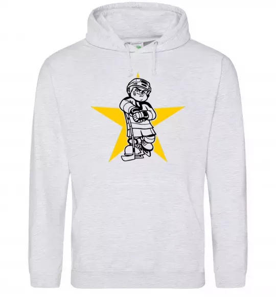 Мужская толстовка (худи) Hockey star Серый меланж фото
