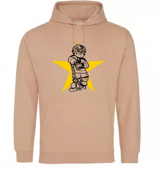 Мужская толстовка (худи) Hockey star Песочный фото