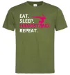 Мужская футболка Eat sleep handstand repeat Оливковый фото