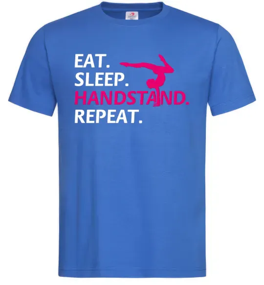 Мужская футболка Eat sleep handstand repeat Ярко-синий фото