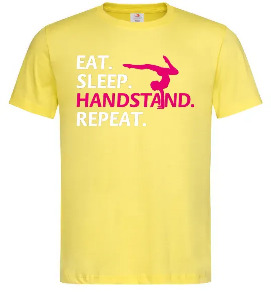 Мужская футболка Eat sleep handstand repeat Лимонный фото