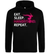 Женская толстовка (худи) Eat sleep handstand repeat Черный фото