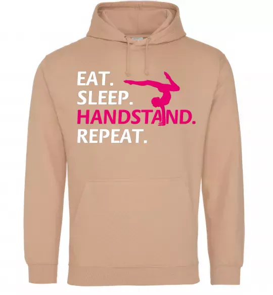 Женская толстовка (худи) Eat sleep handstand repeat Песочный фото