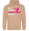 Женская толстовка (худи) Eat sleep handstand repeat Песочный фото