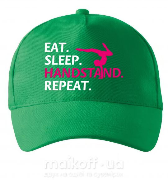Кепка Eat sleep handstand repeat Зеленый фото