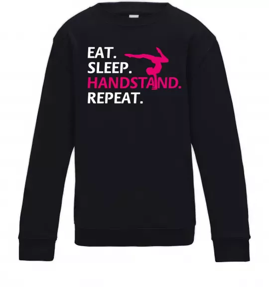 Детский Свитшот Eat sleep handstand repeat Черный фото