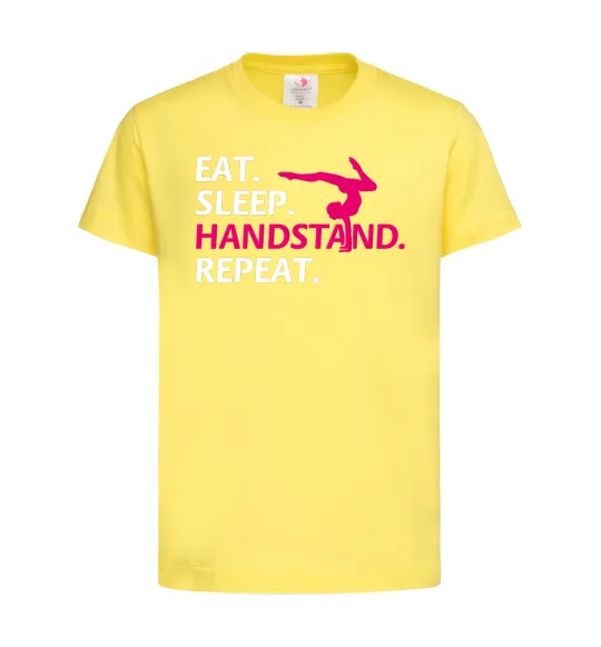 Дитяча футболка Eat sleep handstand repeat Лимонний фото