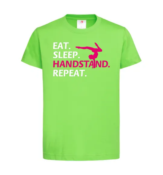 Дитяча футболка Eat sleep handstand repeat Лаймовий фото