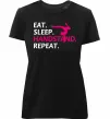 Женская премиум футболка Eat sleep handstand repeat Черный фото
