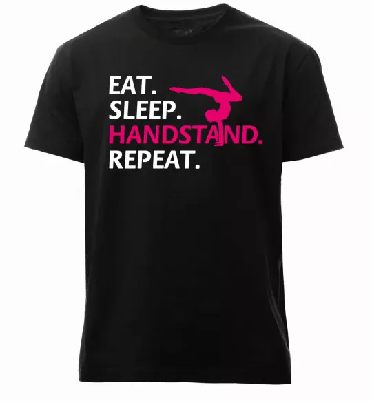 Чоловіча преміум футболка Eat sleep handstand repeat Чорний фото