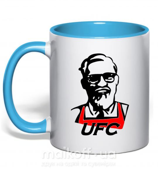 Чашка з кольоровою ручкою UFC Блакитний фото