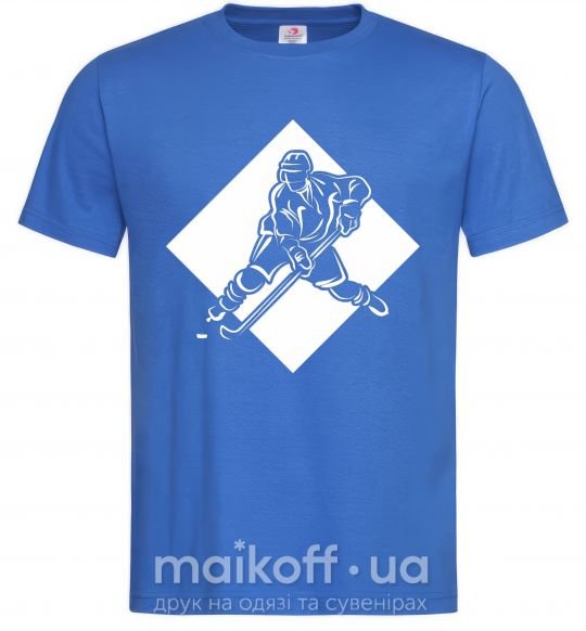 Мужская футболка Хоккеист в ромбе Ярко-синий фото