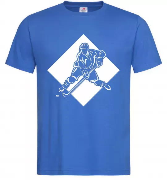 Мужская футболка Хокеїст в ромбі Ярко-синий фото