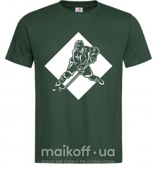 Мужская футболка Хоккеист в ромбе Темно-зеленый фото