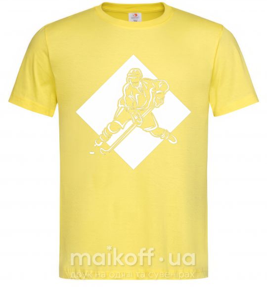 Чоловіча футболка Хоккеист в ромбе Лимонний фото