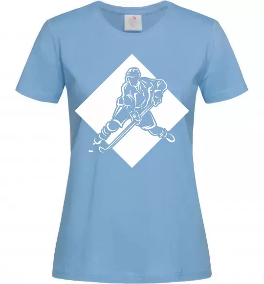 Жіноча футболка Хокеїст в ромбі Блакитний фото