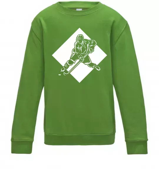 Детский Свитшот Хокеїст в ромбі Лаймовый фото