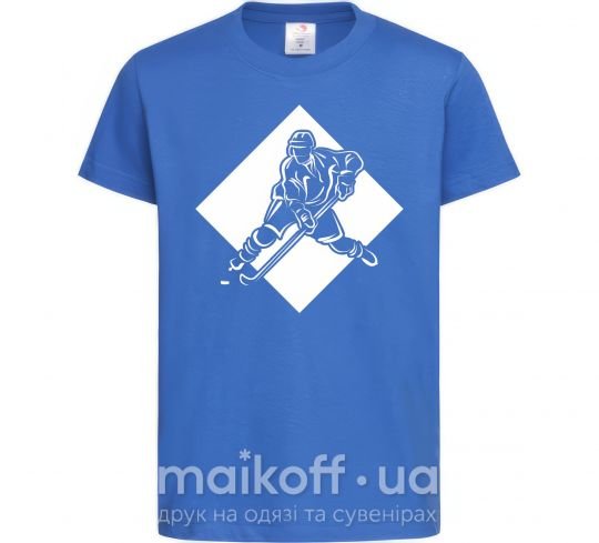 Детская футболка Хоккеист в ромбе Ярко-синий фото