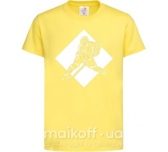 Детская футболка Хоккеист в ромбе Лимонный фото