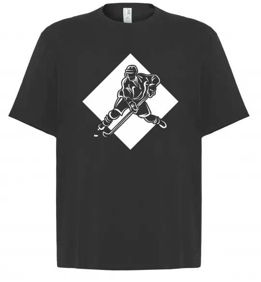 Футболка Оверсайз Хокеїст в ромбі Черный фото