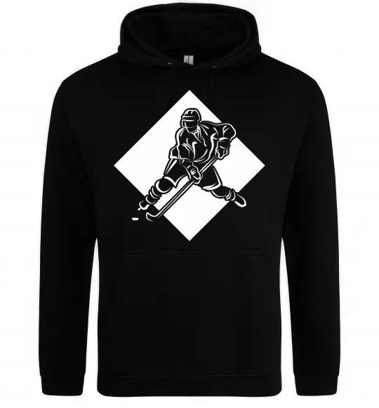 Мужская толстовка (худи) Хокеїст в ромбі Черный фото