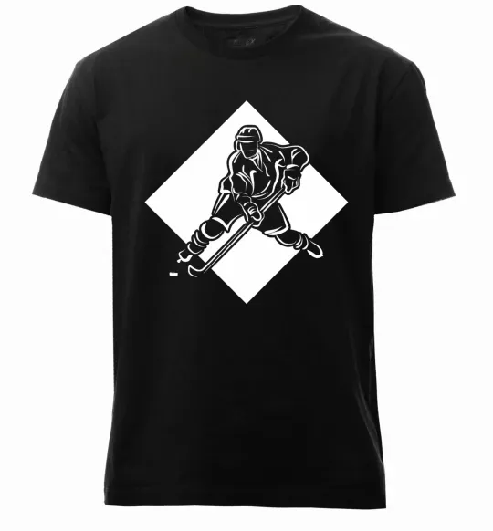 Чоловіча преміум футболка Хокеїст в ромбі Чорний фото