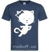Мужская футболка Stretching cat Темно-синий фото