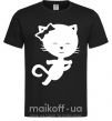 Чоловіча футболка Stretching cat Чорний фото