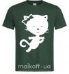 Мужская футболка Stretching cat Темно-зеленый фото