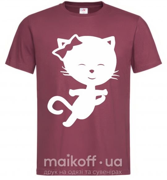 Мужская футболка Stretching cat Бордовый фото