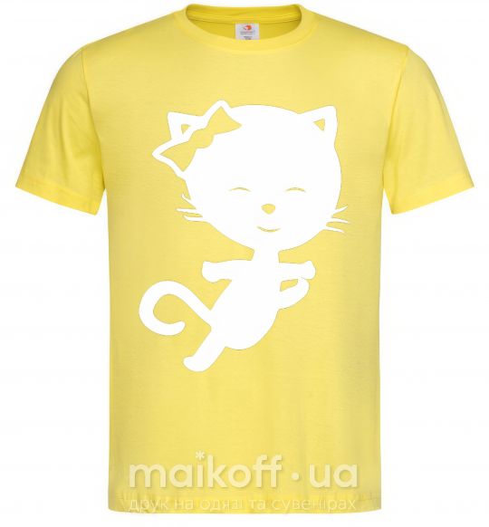 Мужская футболка Stretching cat Лимонный фото