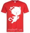 Мужская футболка Stretching cat Красный фото
