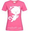 Женская футболка Stretching cat Ярко-розовый фото