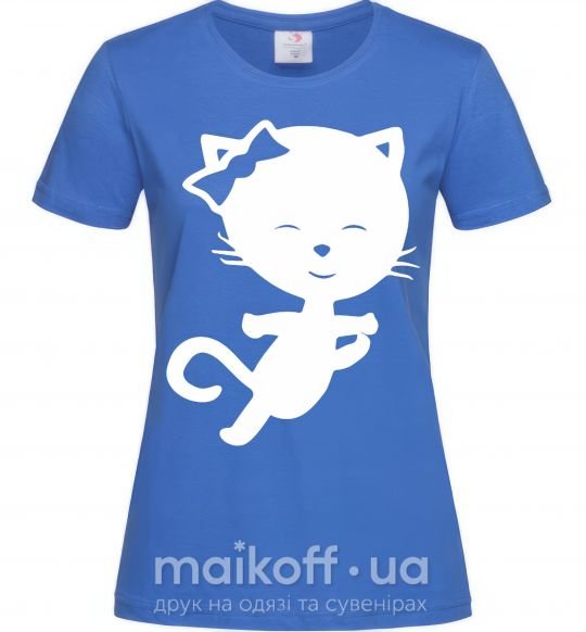 Женская футболка Stretching cat Ярко-синий фото