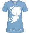 Жіноча футболка Stretching cat Блакитний фото