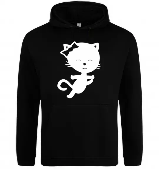 Женская толстовка (худи) Stretching cat Черный фото