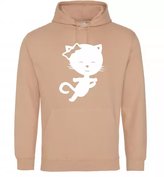 Женская толстовка (худи) Stretching cat Песочный фото